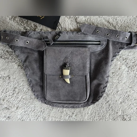 NWT, Raj, Gray Suede Belt Bag - Picture 1 of 7